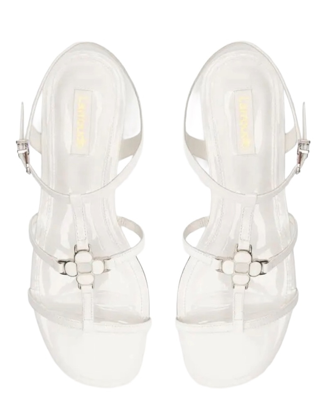 Larroude Hana Strappy White Patent Leather Flat Sandals Sz 10 NEW